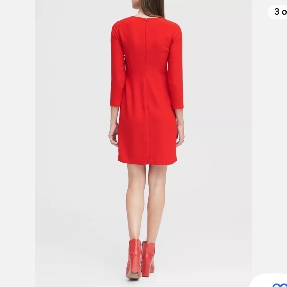 Banana Republic TALL LONG Ruffle Shift Dress Red Holiday Party Classic Career - Picture 2 of 10